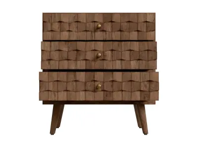 Mango Wood 3-Drawer Chest With 3D Tile Weave Design 3D model
