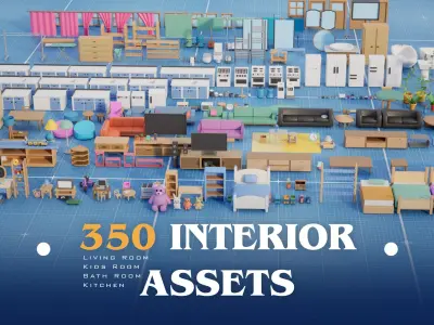Interior Room Assets Mega Pack Low-poly 3D model