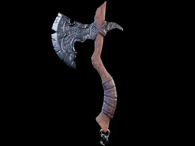 Viking Axe Low-poly 3D model 4