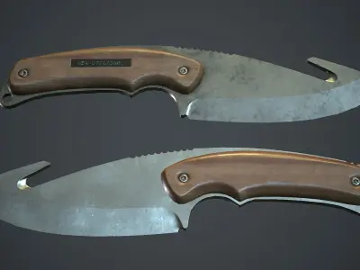 Steel Gut Knife PBR Game Ready Low-poly 3D model