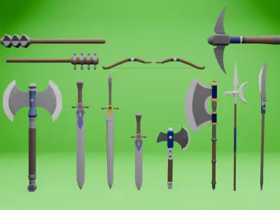 Conjunto de armas Low-poly 3D model