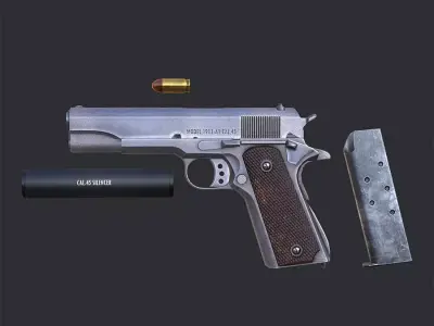 3DRT - Modern Firearms Animated - M1911 Pistol  Low-poly 3D model