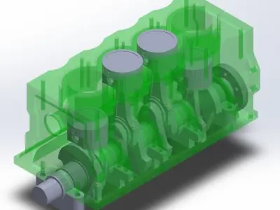 3D Solidworks 4 cylinders Engine plus awesome animation 3D model