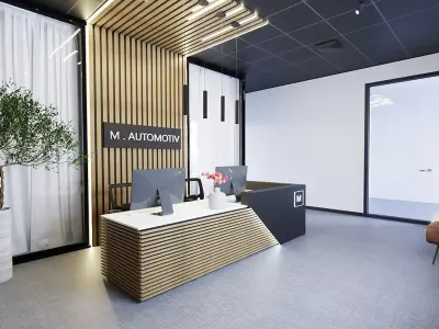 Modern Black Tone Reception Area Scene for Cinema 4D 3D model