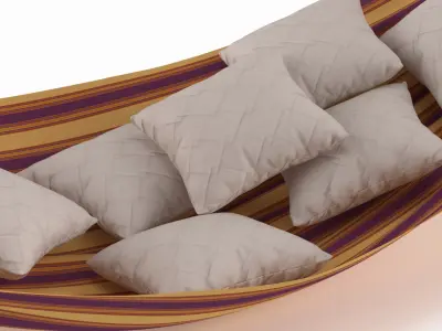 Hanging Hammock with Soft Pillows Multicolor 3D model