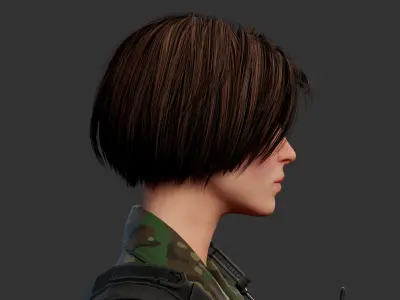 Female Soldier Low-poly 3D model