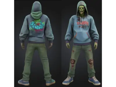 Stylized Hoodie Zombie Low-poly 3D model