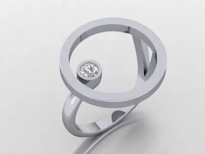 Women ring with 1 diamond 3D print model