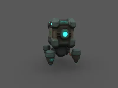 3D Cyberpunk Cargo Drone Crate  GameReady Low Poly Model Low-poly 3D model