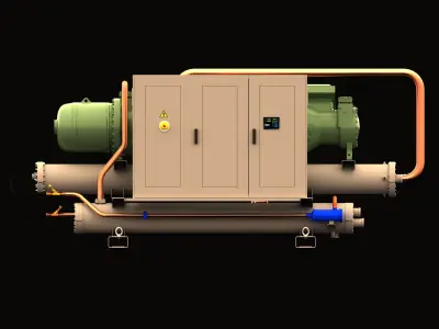 water cooled screw chiller 3D model
