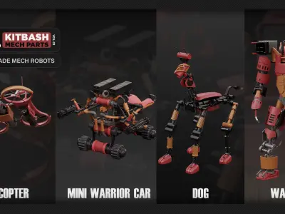 200 Objects - KITBASH - MECH PARTS - VOL 01 3D model