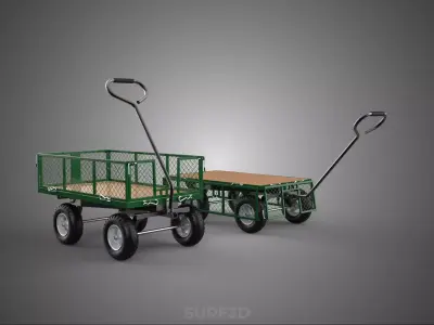 CONVERTIBLE MESH WAGON CART UTILITY TROLLEY WHEELBARROW TRAILER 3D model