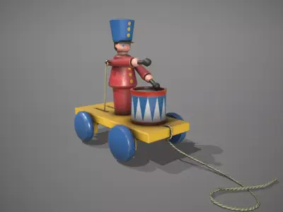 Red Drummer Boy Toy Low-poly 3D model
