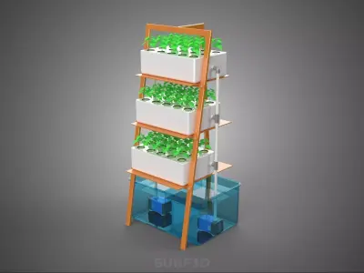 VERTICAL HYDROPONIC SOILLESS PLANT GROWTH WATER TANK RESERVOIR 3D model