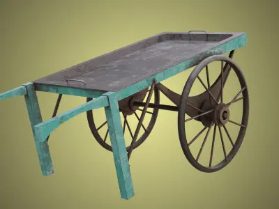 Wooden Cart06 All PBR Unity UE Textures Included Low-poly 3D model