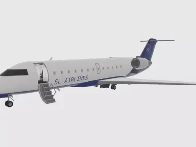Jet Airliner with cabin interior Low-poly 3D model