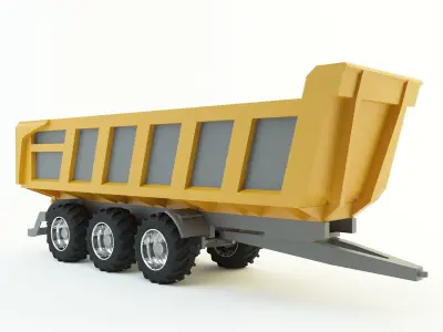 yellow truck trailer 3d model 3D model