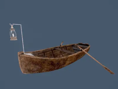  Old boat for game Low-poly 3D model