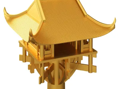 One Pillar Pagoda 3D print model