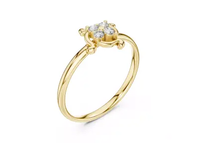 Jewelry Vintage Swirl Round Diamond Cluster Ring Jewel CAD 3D print model