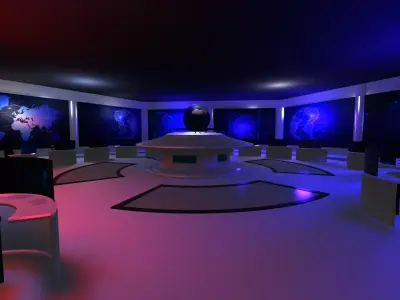 Command Center - Control Room- Military Base Low-poly 3D model