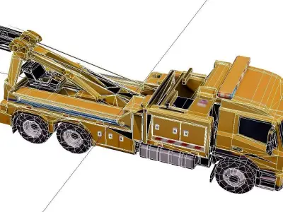 Low Poly Tow Truck Service Vehicle Model PBR Texture Low-poly 3D model