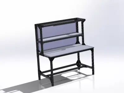 Industrial Working Desk Free 3D model