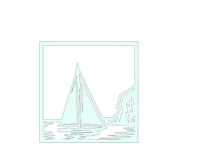 Sailboat Near Cliffs Wall Art Mold for Casting 3D model