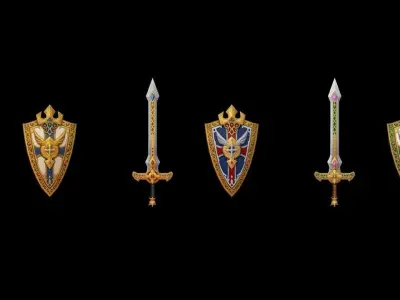 Royal Guard - Sword and Shield Low-poly 3D model