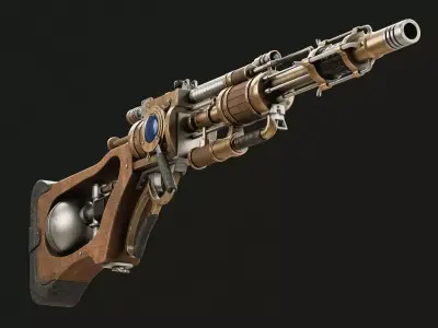 Steampunk Old Gun Concept for games 3D model