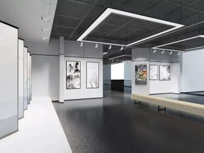 low poly gallery hall Low-poly 3D model