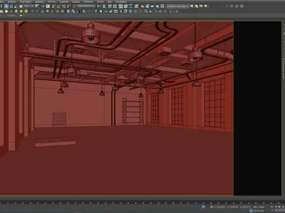interior loft office hall 04 Low-poly 3D model