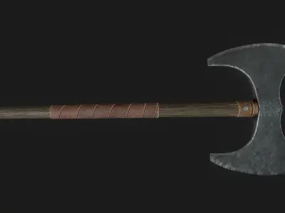 Medieval double axe Low-poly 3D model