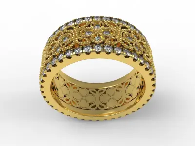 Antique Filigree Design Eternity Band with Wedding Band 3D print model
