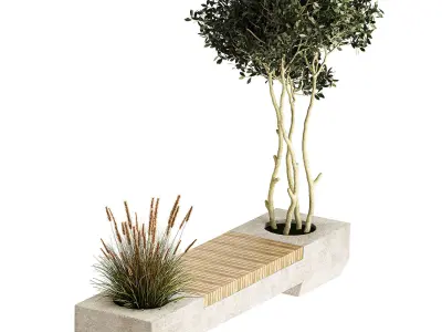 Bushes and tree for landscaping and urban environment 1145 3D model