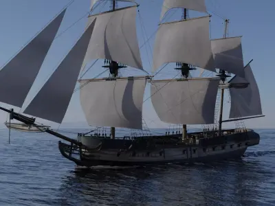 PBR-Endeavour sailing frigate  3D model
