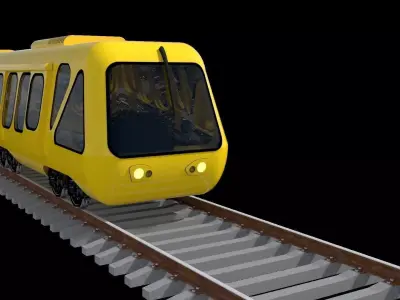 Train on tracks - animation 3D model
