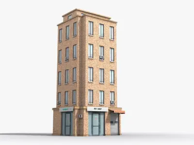 Apartment Building x35 Low-poly 3D model