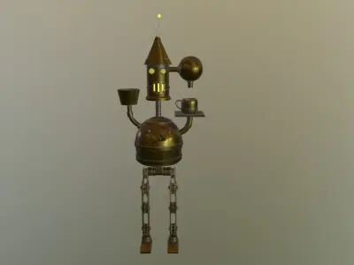 Steampunk Coffee Machine Robot Low-poly 3D model