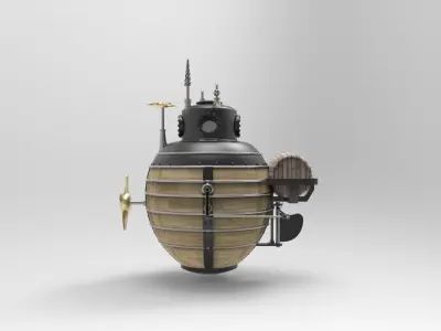 historical concept of old submarines 3D model