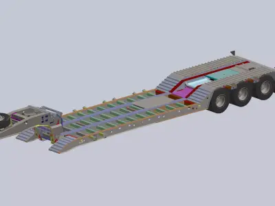 50 Tons Lowboy Semitrailer Detachable Hydraulic Neck 3D model