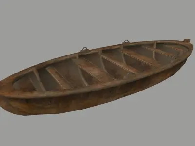 boat 2 old wooden Low-poly 3D model