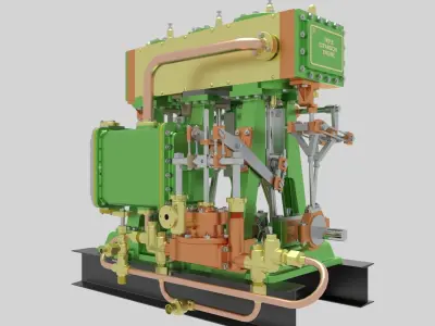 Triple expansion marine steam engine 3D model