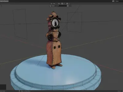 Old Standing Clock     Grandpa Clock Low-poly 3D model