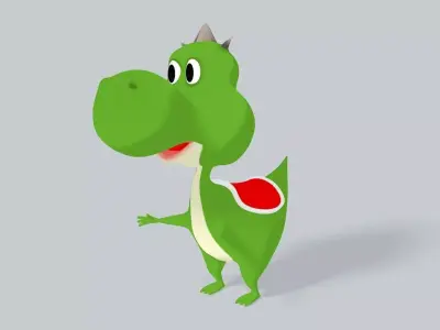 Dragon dinosaur wearing crown 3D model