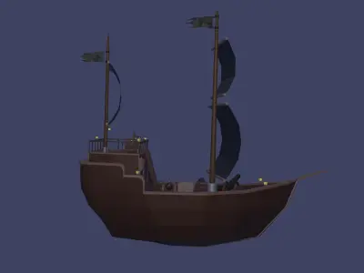 Pirate ship  Low-poly 3D model