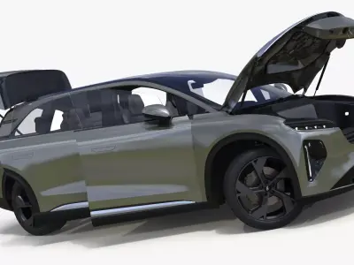 Lucid Gravity 2024 Electric SUV Olive Color Rigged 3D model