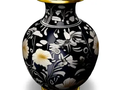 Black Floral Pattern Vase 3D Model Low-poly 3D model