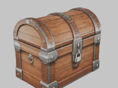 wooden treasure chest Low-poly 3D model