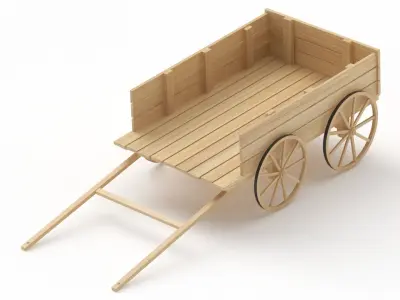 Old Wooden Cart 3D model buy